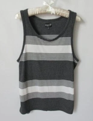 Volco gray ivory striped scoop neck sleeveless tank tee *Sz M* - Image 1 of 3