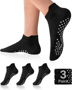 Pilates Socks with Grips for Women Yoga Socks Non Slip Barre Hospital Socks 6-Pa - Picture 1 of 7