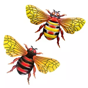 2 Pack Metal Bee Wall Art Decor Outdoor Metal Garden Patio Balcony Decor - Picture 1 of 4