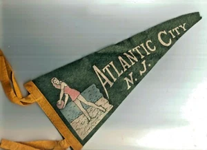 Atlantic City Wimpel New Jersey grün Filz Souvenir Reise Taucher Frau Vintage - Bild 1 von 7