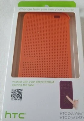 HTC Dot View - Premium Case Cover for HTC One M8 - ORANGE - Image 1 of 2
