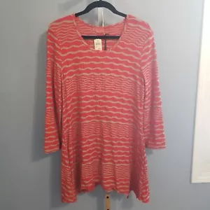 Blusa Tianello Steve Barraza Roja Bronceada Rayas Asbury Lagenlook Túnica Top Mediana - Imagen 1 de 10