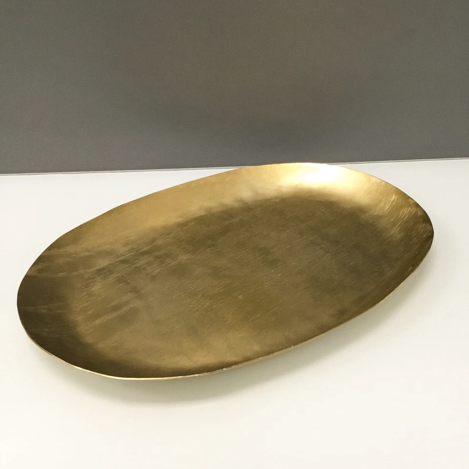 XL Gold Gilded Stainless Steel Oval Tray - Image 1 of 2