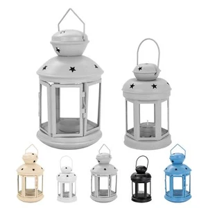 Metal Candle Lanterns Tealight Holders Vintage French Moroccan Style 20cm - x2 - Picture 1 of 32