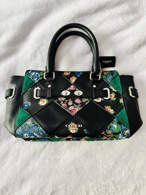 COACH Cartera Floral Patchwork Bolso de Mano Cuero Usado en Excelente Condición Cartera Swagger Foto 1 de 4