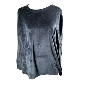 Wander by Hottotties Women's Velour Thermal Crewneck Sweatshirt - Black - XL - Picture 1 of 6