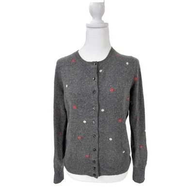 Halogen 100% Cashmere Cardigan Sweater Gray Polka Dot Size L - Image 1 of 4
