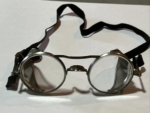 Vintage Wilson Goggles Safety Motorcycle Racing Pilot Steampunk Metal Sides - Picture 1 of 8