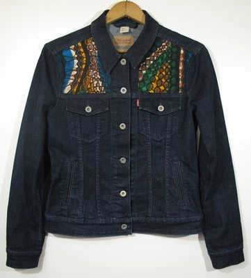 Chaqueta vaquera Levi Strauss para mujer talla M lavado oscuro africana BOHO gyspy revival Foto 1 de 4