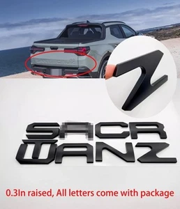 Matte Black ABS 3D RAISED TAILGATE LETTER FITS HUYNDAI SANTA CRUZ 2022 2023 - Picture 1 of 6