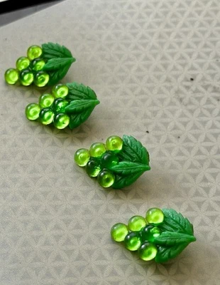Celluloid Qty 4 Weeber Lime Green Figural Grape Clusters Button LOT  1" T 3/4" W - Image 1 of 4