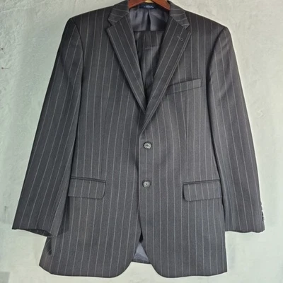 Traje Joseph Abboud Hombre Chaqueta 42L Pantalones 36x32 Negro Pin Rayas Lana De Colección  Foto 1 de 4