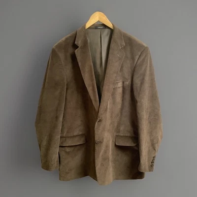 Adolfo Mens Brown Corduroy Lined Casual Business Blazer 46L XL Pockets - Image 1 of 4