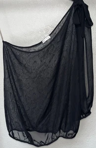 Neu Mode USA One-Shoulder-Bluse halbtransparent Damengröße M Schwarz - Bild 1 von 7