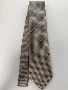 New Unused HERMES Neck Tie Silver Red Green Check 100%Silk Box Made in France - Picture 1 of 5