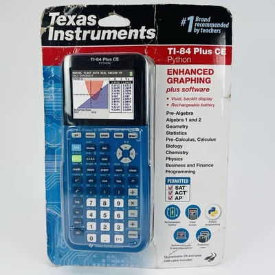 Texas Instruments TI-84 Plus CE Python Graphing Calculator Blue - Damage Box New - Image 1 of 4