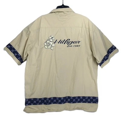 Camisa hawaiana de campamento vintage Tommy Hilfiger para hombre talla XL bordada grande Foto 1 de 4