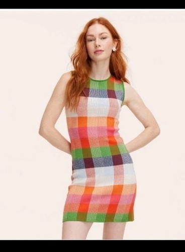 Kate Spade for Target Mini Abito Maglione Donna a Quadri Rosso Rosa Verde Blu XL