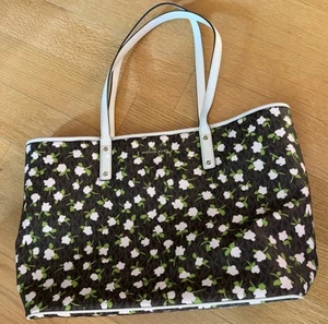 NEW MICHAEL Michael Kors Brown Carter Mini Rose Floral Large Open Tote Bag NWT - Picture 1 of 12