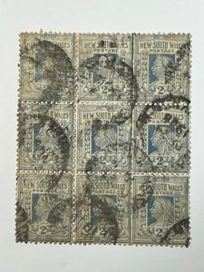 Australia - New South Wales - 1897 RARE #99 Used Block of 9 LE557 - Picture 1 of 4