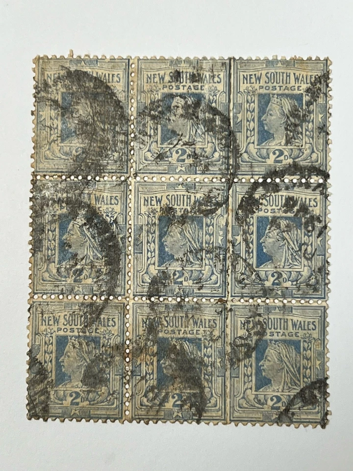 Australia - New South Wales - 1897 RARE #99 Used Block of 9 LE557 - Image 1 of 4