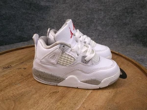Nike Air Jordan 4 Retro White Cement Oreo Turnschuhe Schuhe Kleinkind PS Größe 8C - Bild 1 von 11