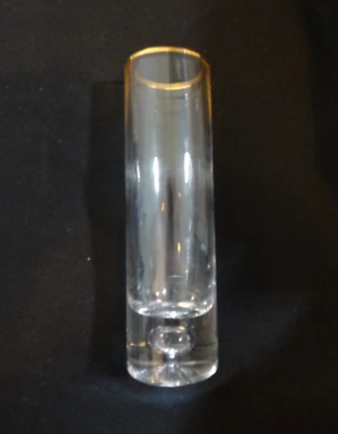 Cristal de plomo borde dorado 8 pulgadas Jarrón cilíndrico con base de burbujas controlada Foto 1 de 4
