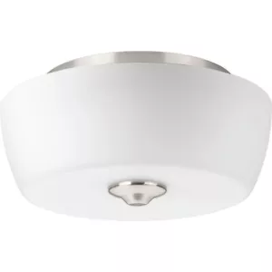 Progress Lighting Frosted Globe Brushed Nickel Ceiling Light Drum Flush Mount - Picture 1 of 3