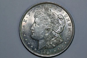 Toned Obv Grades About Uncirculated 1921-P Morgan 90% Silver Dollar (MDX2968) - Picture 1 of 10