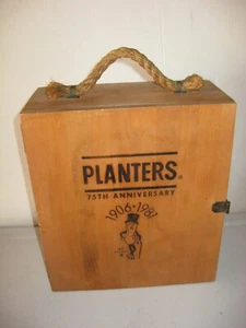 Planters Mr. Peanut 75th Anniversary Wooden Box with Handle and Latch - Picture 1 of 9
