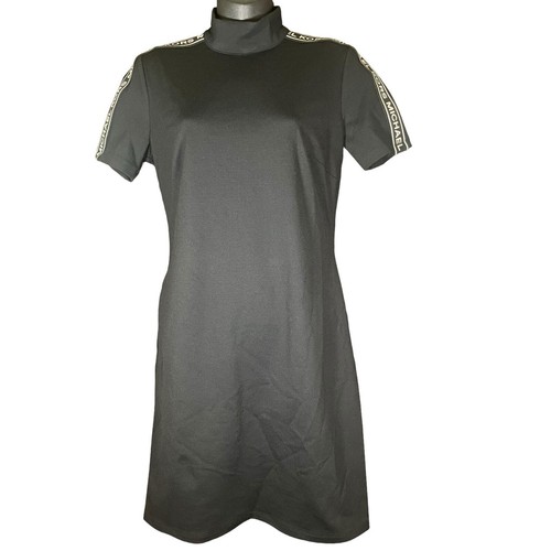 Abito camicia nera Michael Kors (taglia Sm) bianco logo MK (nuovo con etichette)