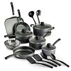 Nonstick Cookware Set 18-Piece Pots Pans Lid Sauce Frying Cooking Kitchen Gray