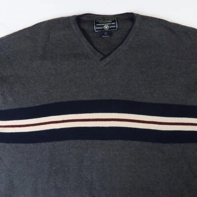 Suéter American Eagle Cuello en V Pullover Suéter Gris Rojo Azul Rayas XL Claro Foto 1 de 4