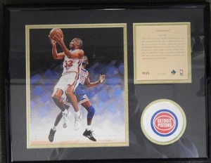 Grant Hill "Detroit Pistons" 1995 Kelly Russell 8"x6" NBA Lithographic Framed  - Picture 1 of 7