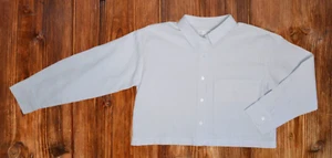 ZARA Poplin Button Front Crop Top Youth Girls 11-12 Light Blue Stripes Street - Picture 1 of 4