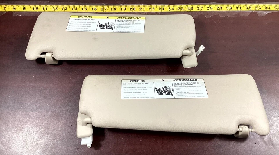 BMW 328i 335i 2012-2016 conjunto de parasol izquierdo y derecho beige vinilo par OEM. Foto 1 de 4