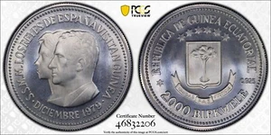 EQUATORIAL GUINEA , ALUMINUM PIEFORT 2000 BIPKWELE 1980 PCGS SP 66 (24) , RARE - Picture 1 of 5