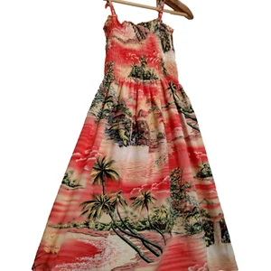 Puanani Hawaiian Dress XS Pink Tropical Aloha Beach Sleeveless Smocked Island - Picture 1 of 15