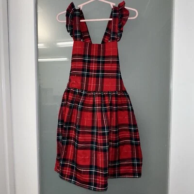 Vestido H&M Niño Pequeño Rojo Tartán Talla Niñas 5T/6 - Usado en Excelente Condición - Vacaciones Navidad Foto 1 de 3