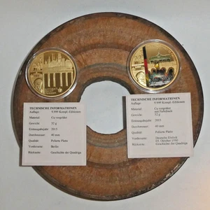 2 x Medaille "Geschichte der Quadriga" P.p. vergoldet, 4 cm, 32 Gramm Top - Bild 1 von 2