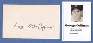 Baseballspieler George Coffman (1937-40, d.2003) handsignierte 3x5 Karteikarte - Bild 1 von 1
