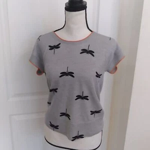 Escada Sport short sleeve dragonfly print sweater sz S - Picture 1 of 6