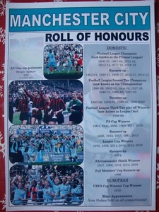 Manchester City Vereinsgeschichte - Man City 2019 Triple - Souvenir Print - Bild 1 von 1