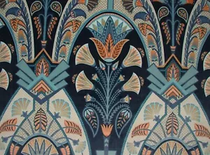 Art Deco Festival Moonlight Blue Plush Velvet Fabric Curtain Upholstery Cushion - Picture 1 of 23