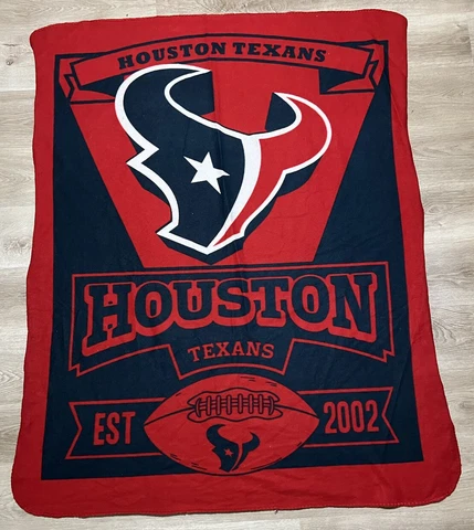 Houston Texans Est. 2002 58 in. x 47 in. Throw Blanket Navy Blue and Red Cover