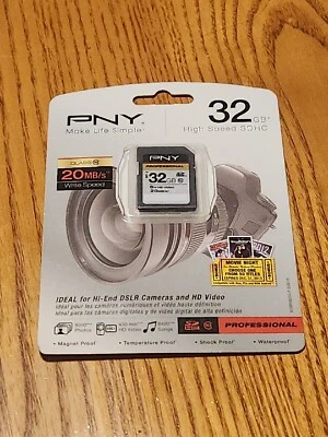 PNY High Speed 32GB SDHC Card - P-SDH32G10-GES3 Brand New 2012  - Image 1 of 2