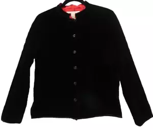 FRENCH LAUNDRY Quilted Cardigan Sweater Jacket small Black Silk Blend Womens - Picture 1 of 3