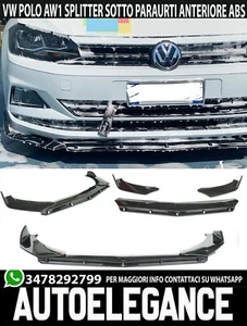 DIVISOR PARA VW POLO AW1 SPOILER PARACHOQUES DELANTERO SPORT NEGRO BRILLANTE - Imagen 1 de 10