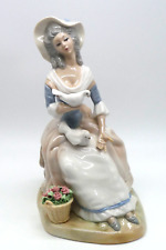 Tengra Porzellanfigur Frau mit Tauben und Blumenkob top Zustand - H= 24 cm