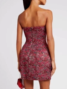 NWT LIV FOSTER JAQUARD STRAPLESS METALLIC FLORAL PINK MULTI MINI DRESS SIZE 10 - Picture 1 of 9